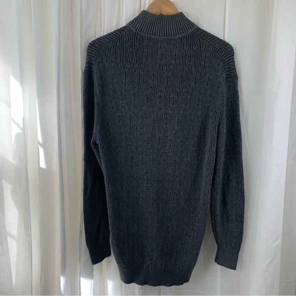 Tommy Bahama 100% Cotton Dark Gray 1/4 Zip Knit Sweater Size L - Picture 6 of 8